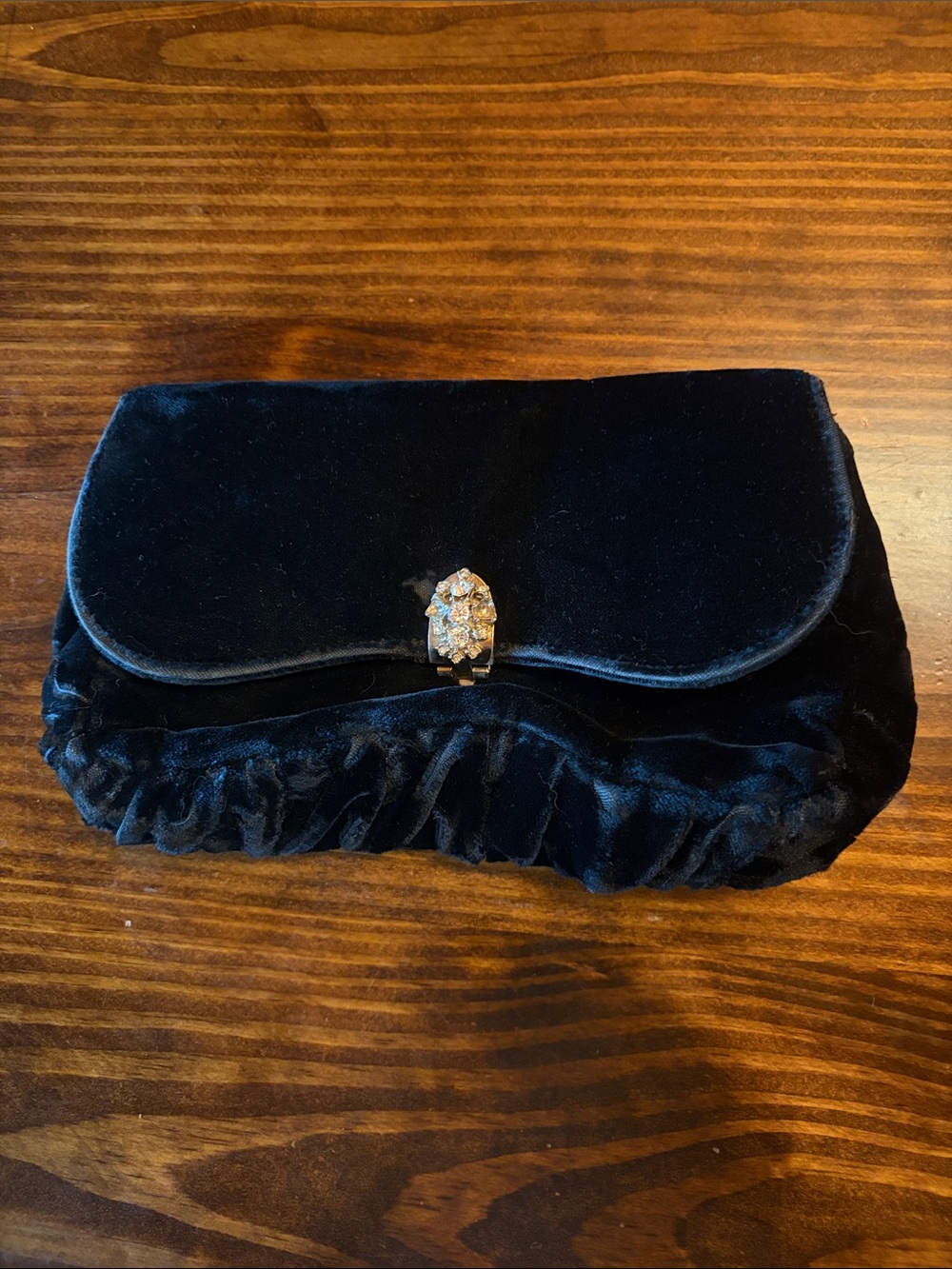 Vintage Embroidered Black Velvet Bag & Belt Set